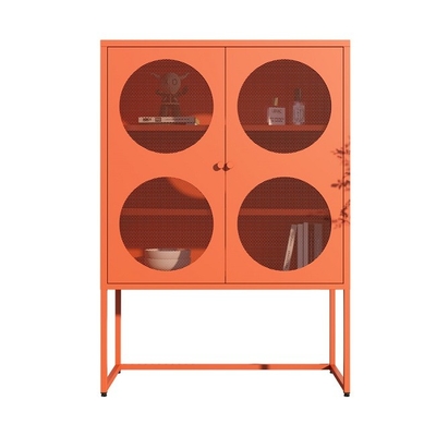 Modern Home Furniture 2 Glass Door Storage Cupboard Metal Cabinet