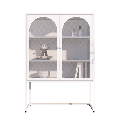 Home Use Two Swing Door Storage Cabinet Metal Cupboard With 2 Adjustable Shelves