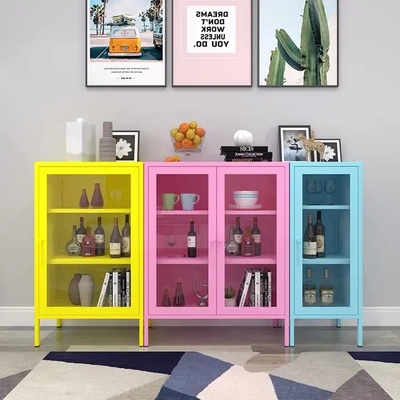 Colorful Bookcase Home Office Corner Storage Cabinet With Double Doors