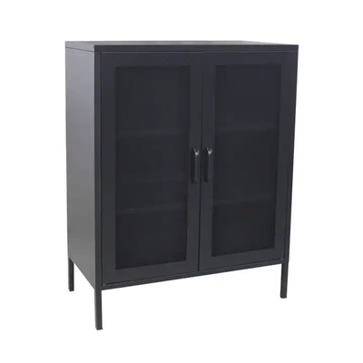 Home Furniture Living Room Cabinets 2 Mesh Door Storage Cabinet With Stand Feet