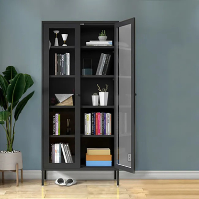 Steel Cupboard 2 Door Living Room Book Cabinet With Metal Leg