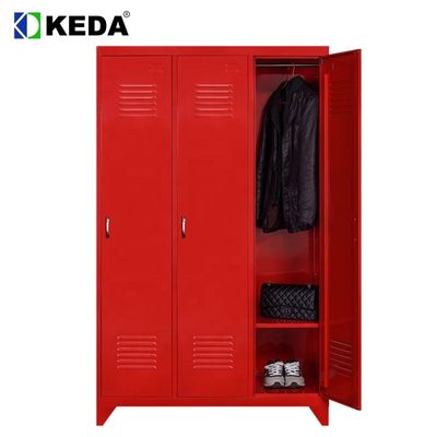 Red Color D500mm 0.194 CBM Wardrobe Steel Cabinet