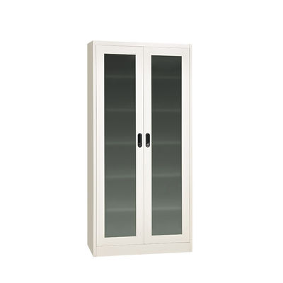 Double Glass H1850mm 2 Door Filing Cabinet Metal adjustable Shelf