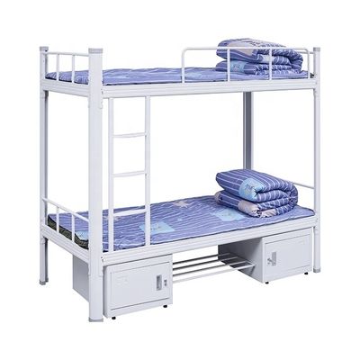 Knocked Down 0.2CBM Adults Metal Double Bunk Bed School Furniture