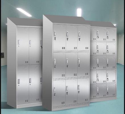 9 Compartments Doors Stainless Steel Storage Locker SS201 SS Bathroom Cabinet