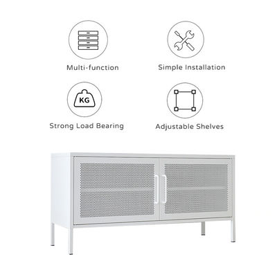 Modern Style 1.2mm Steel TV Stand Cabinet Metal Living Room Apartment