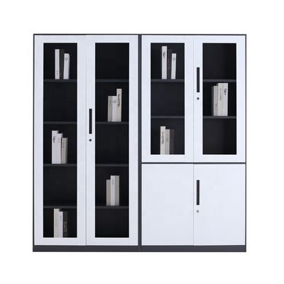 0.4-1.2mm Metal Filing Storage Cabinet Steel Cupboard Design With Glass