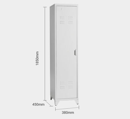 Height 1850mm Steel Storage Locker Flat Packing 0.05 CBM Single Door Standing Legs