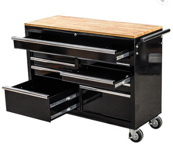 Metal Hand Tools Cabinet Wooden Workbench 9 Drawers Tool Trolley Cart