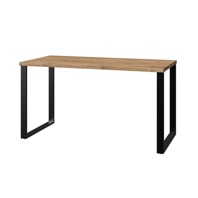 Modern Home Furniture Wooden Office Table Desk With Black Metal Frame Computer Table