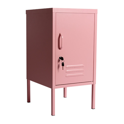 Durable Mini Pink Metal Locker Cabinet Bedside Steel Single Door Student Storage