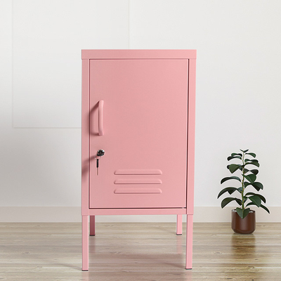 Durable Mini Pink Metal Locker Cabinet Bedside Steel Single Door Student Storage
