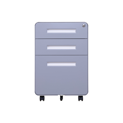 Round Edge Steel 3 Drawer Mobile Pedestal File Storage Cabinet With Wheels