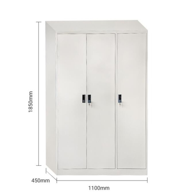Beige Bedroom Clothes Storage Cabinet 3 Door Steel Armoire Closet