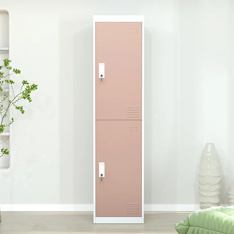 2 Doors Metal Locker Cabinet Vertical Standing With Hanger