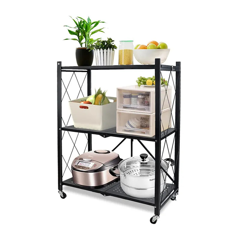 Home Metal Mobile Stackable Foldable Storage Unit Medium Duty Multi Layer