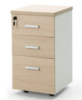 Office Furniture Wooden Panel Pedestal Credenza Movable Three Drawer Cabinet With Lock