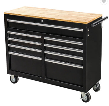 Metal Hand Tools Cabinet Wooden Workbench 9 Drawers Tool Trolley Cart