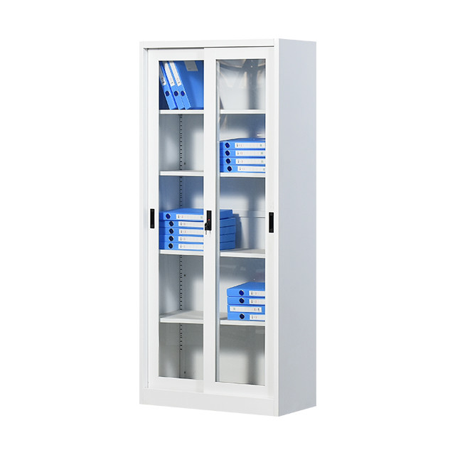 2 Glass Sliding Door Steel Filing Metal Storage Cupboard